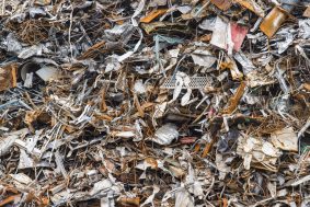 A heap of scrap metal for recycling